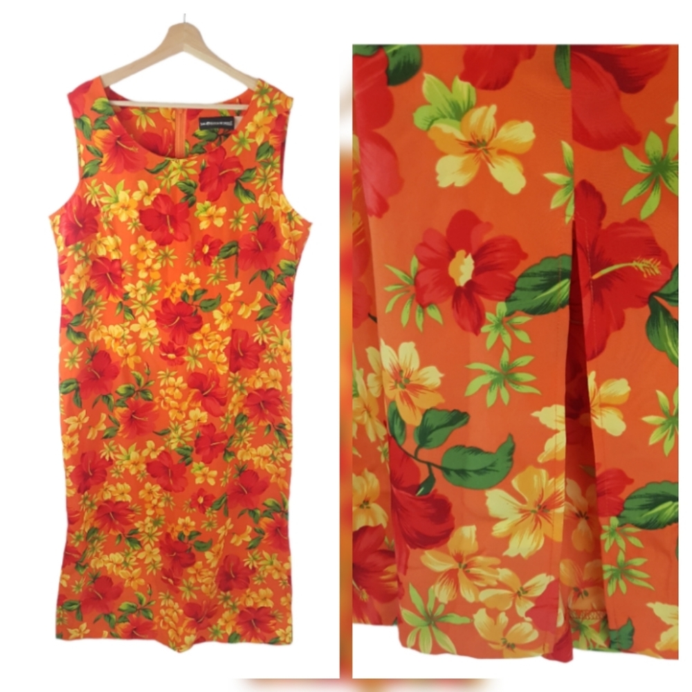 18 Sag Harbor Hibiscus Hawaiian Tropical Maxi Dress